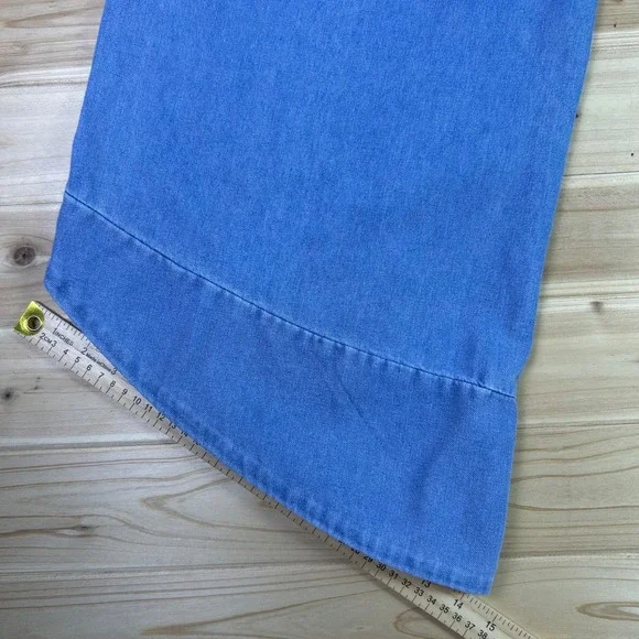 Shein Jeans Womens 27 Wide Leg High Rise Elastic Waist Angled Hem Denim Jeans - Picture 9 of 15